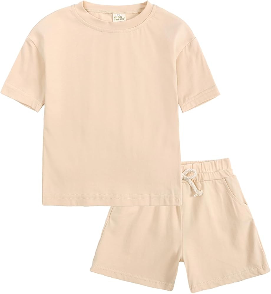 Toddler Boy Summer Outfits 3T 4T 5T Boys Clothes Kids Solid Shorts Set Cotton 2 Piece Clothing Se... | Amazon (US)
