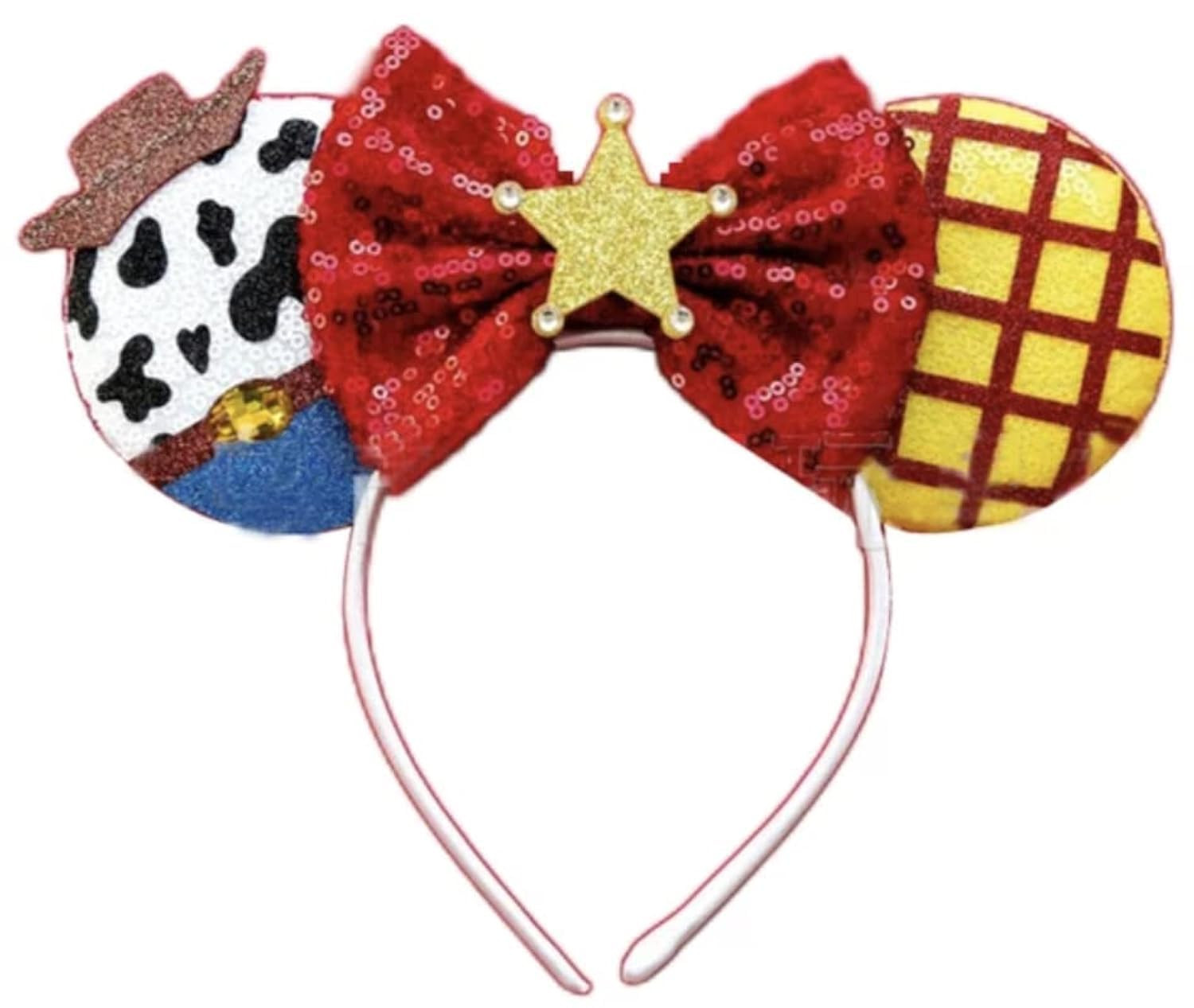 CLGIFT Iridescent and Sparkle Mouse Ears Collection: Classic Red Sequin, Rainbow, Silver, Gold, Blue - Customizable (Toy Story Woody Minnie Ears) | Amazon (US)