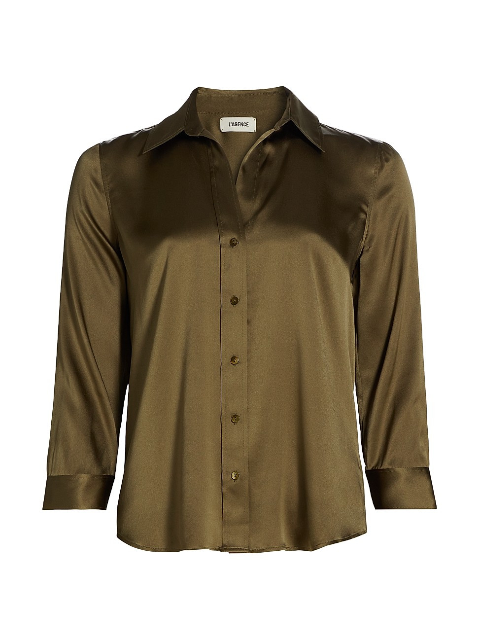 Women's Dani Three-Quarter Sleeve Silk Blouse - Pine - Size Small | Saks Fifth Avenue