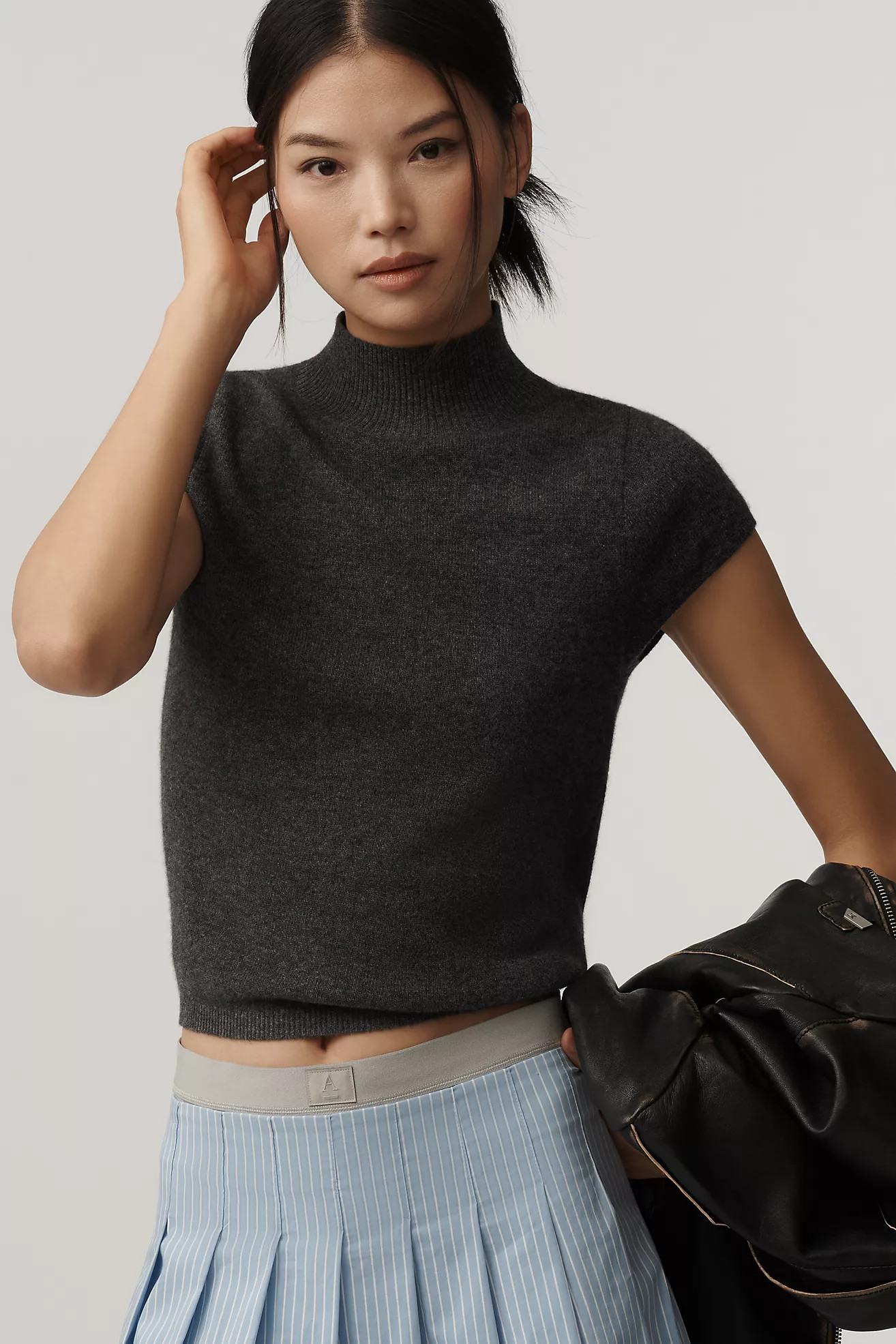 Maeve Mock-Neck Cashmere Sweater Tee | Anthropologie (US)