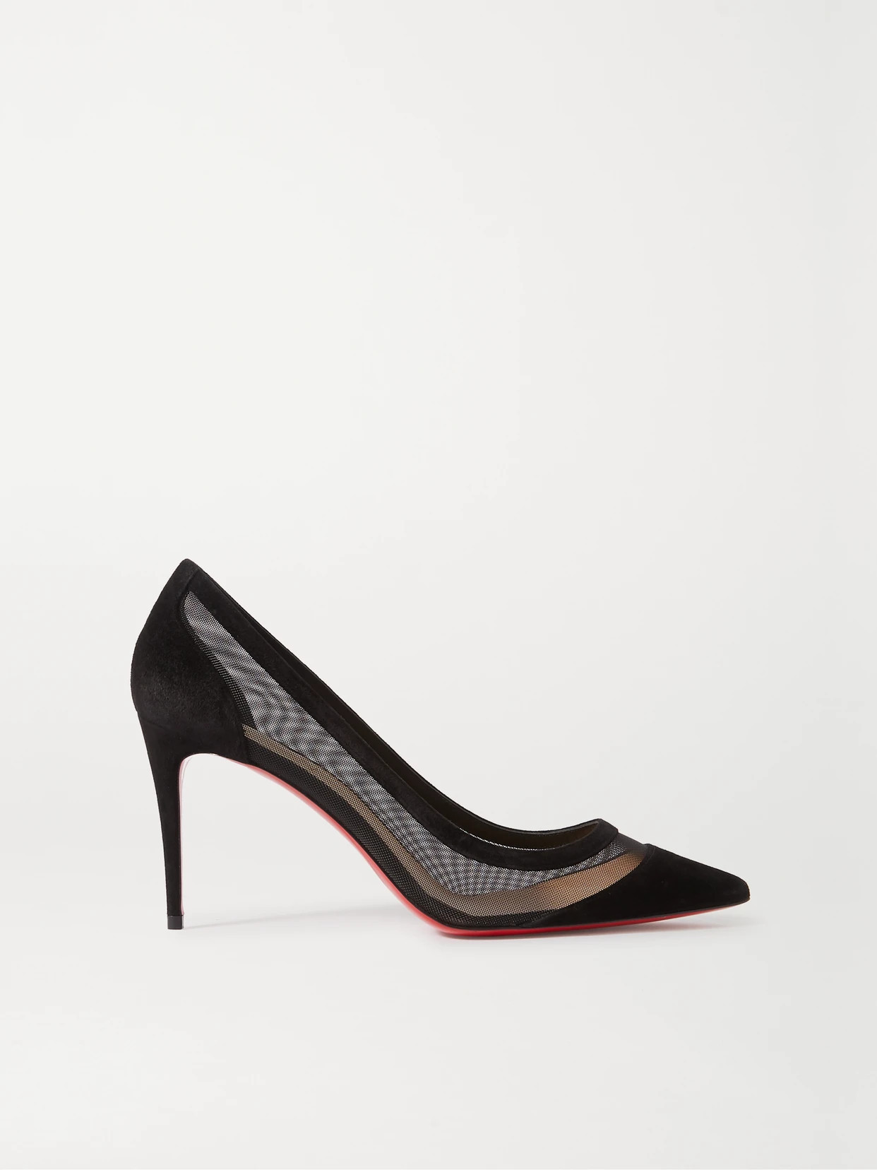 Christian Louboutin - Galativi 85 Suede And Mesh Pumps - Black | NET-A-PORTER (US)