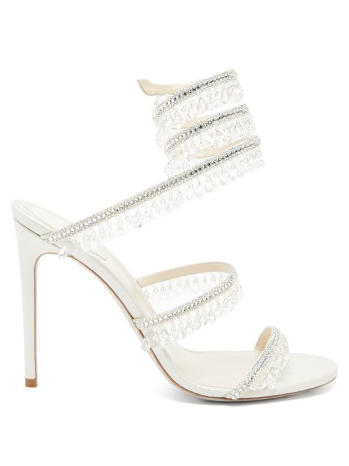 Rene Caovilla - Chandelier 105 Wrap Satin Sandals - Womens - White | Matches (US)