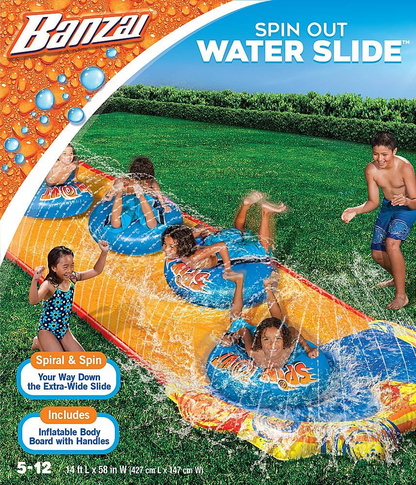 Banzai - Spin Out Extra Wide Inflatable Outdoor Water Slide | Best Buy U.S.