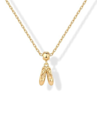 PAVOI 14K Yellow Gold Plated Cute Cubic Zirconia Pendant Necklaces with Charms Set, Hypoallergenic Adjustable Chain Dainty Gold Charm Necklace for Women, Trendy Sports Ballet Pendant Gift | Amazon (US)