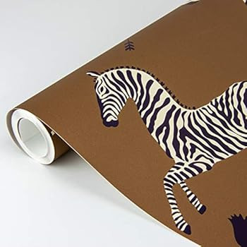 Scalamandre SCS3872 Safari Brown Zebra Self Adhesive Wallpaper, Yellow | Amazon (US)