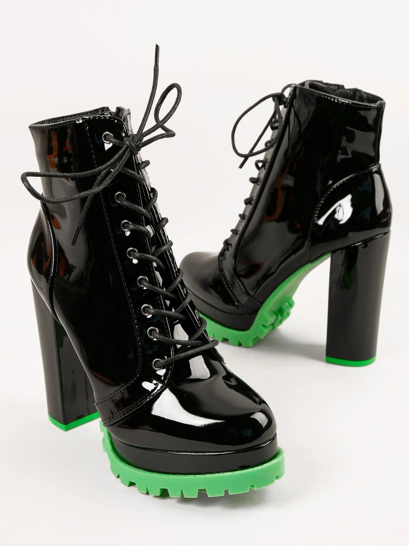 Round Toe Block Heel Double Platform Booties | SHEIN