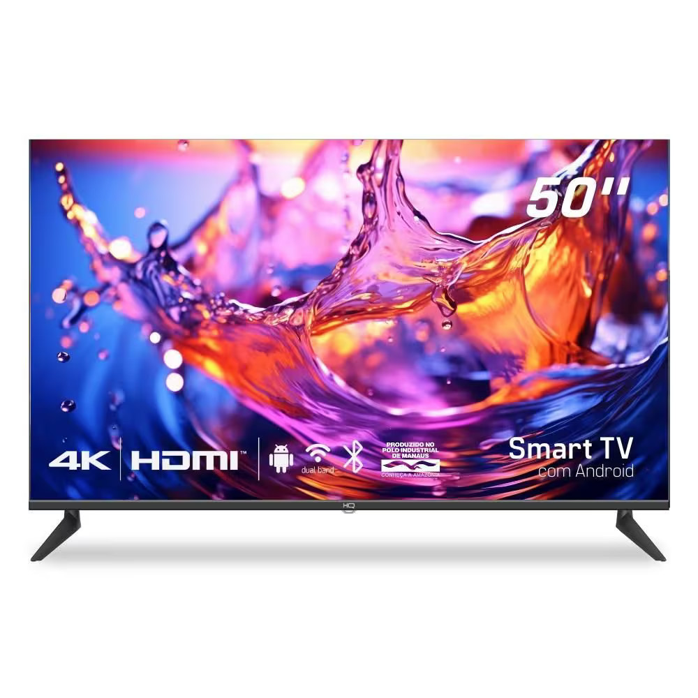Smart TV 50" HQ 4K com Conversor Digital 3 HDMI 2 USB WI-FI Android 11 Design Slim e Tela Framele... | Casas Bahia (BR)