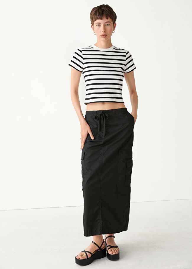 Cropped Crewneck T-Shirt - Black/White Stripes - & Other Stories GB | & Other Stories (EU + UK)