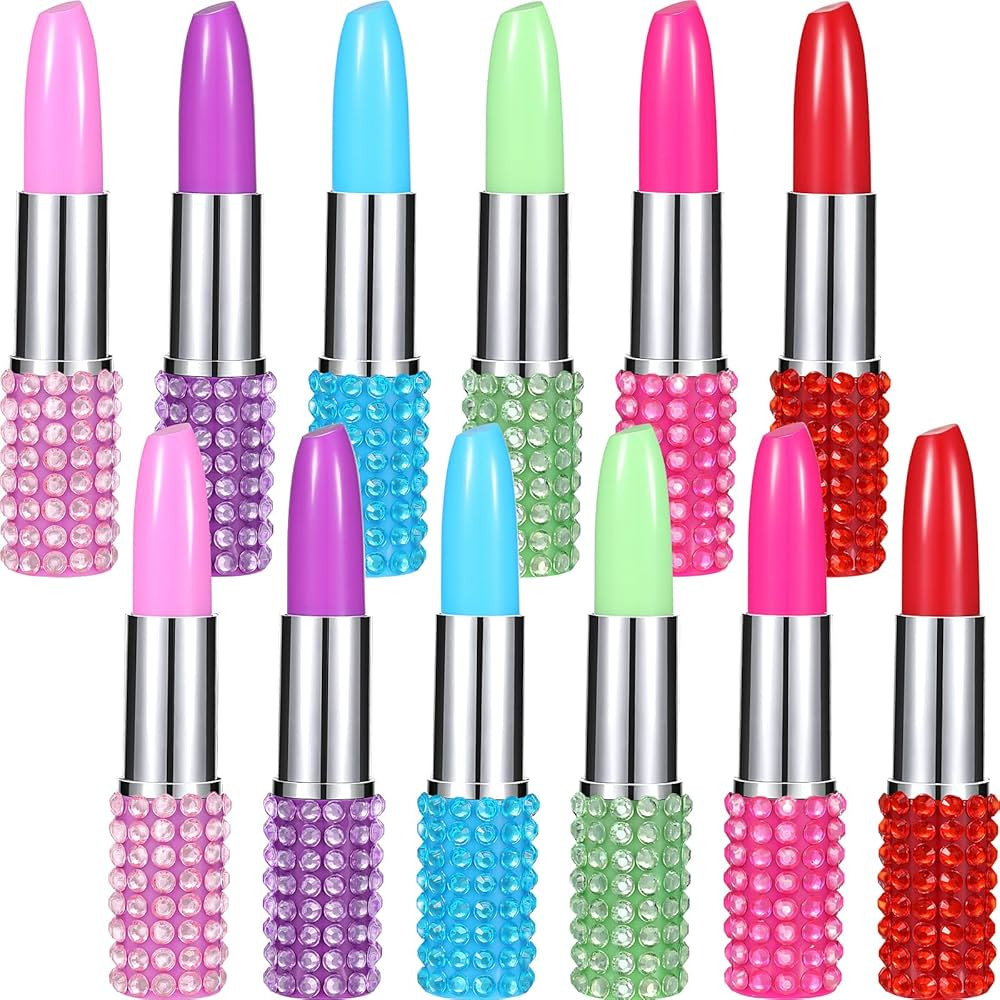 Spakon 12 Packs Rhinestone Crystal Ballpoint Pen Lipstick Shape Novelty Pens Lipstick Ink Pens Bu... | Amazon (US)