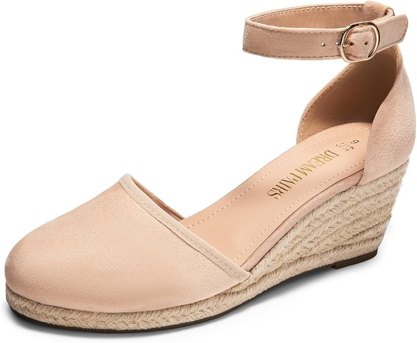 DREAM PAIRS Women's Espadrilles Closed Toe Ankle Strap Dressy Platform Wedge Sandals | Amazon (US)