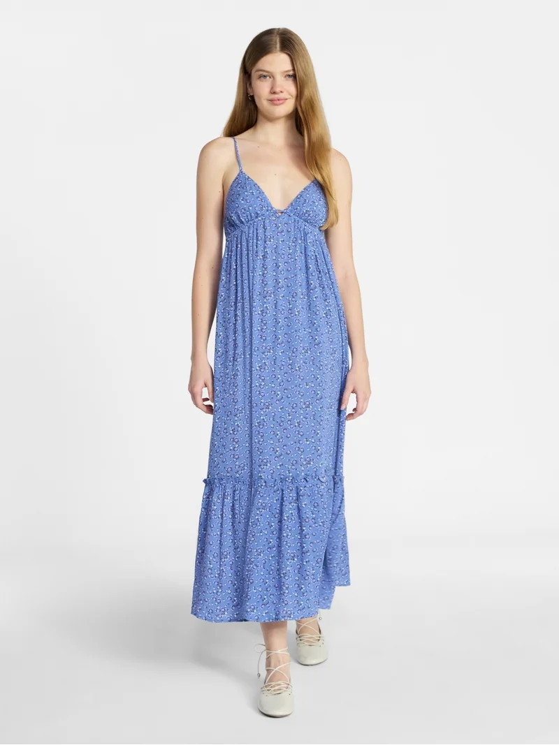 No Boundaries Sleeveless Tiered Maxi Dress, Women's XXS-XXL | Walmart (US)
