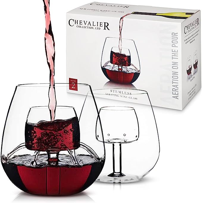 Stemless Aerating Wine Glass by Chevalier Collection (Set of 2) - Patented Wine Glass With Built ... | Amazon (US)