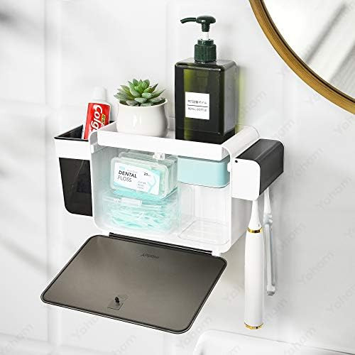 YOHOM Toothbrush Holder Wall Mounted Adhesive Dental Storage Organizer for Bathroom Toothbrush Hange | Amazon (US)