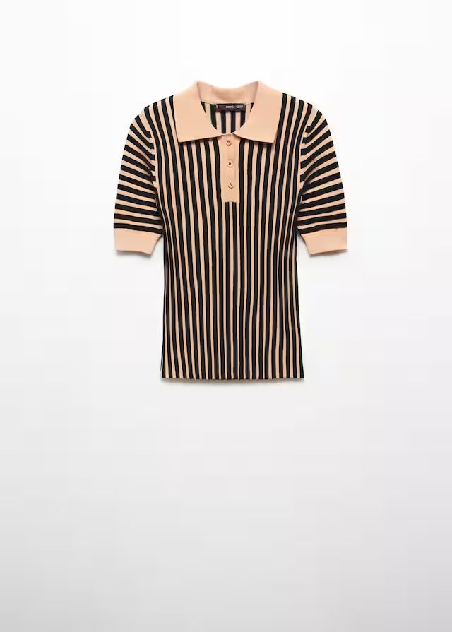 Striped polo-neck sweater | MANGO (US)