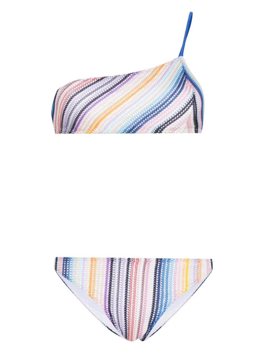 Missoni - Conjunto de biquíni ombro único listrado - mulher - Viscose/Elastano/Poliamida - 42 - Azul | Farfetch (BR)