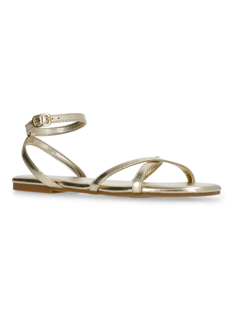 Time and Tru Women's Strappy Flat Sandals | Walmart (US)