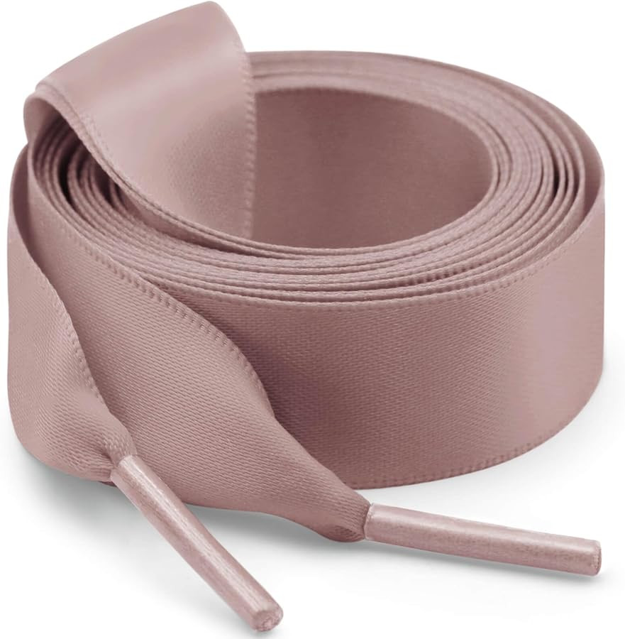 Flat Satin Ribbon Shoelaces: 2cm Wide Silk Shoe Laces for Women -2 Pair | Amazon (US)