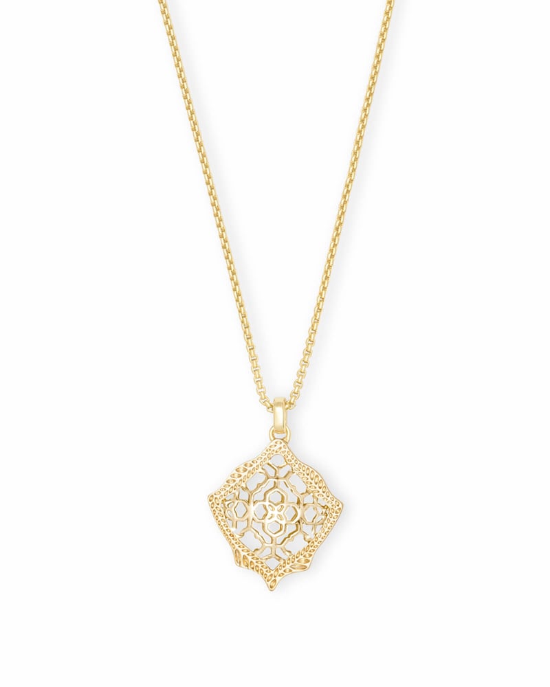 Kacey Gold Long Pendant Necklace in Gold Filigree Mix | Kendra Scott