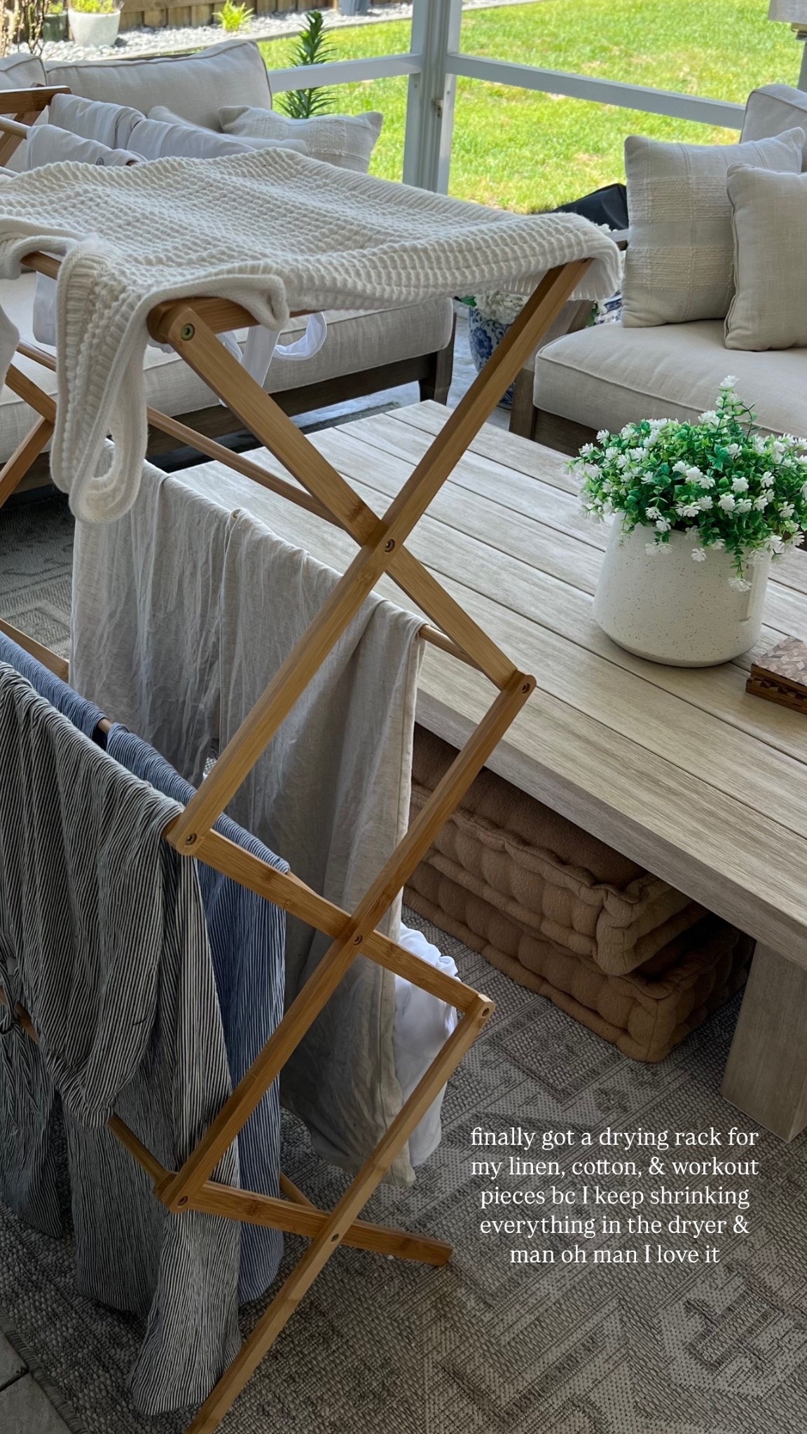 The hack for keeping your cotton & linen summer pieces in good shape - a drying rack! 

#LTKHome #LTKSeasonal