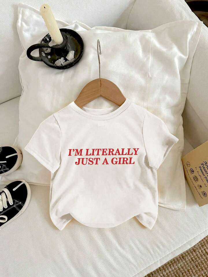 Baby Girl Slogan Graphic Short Sleeve Tee For Summer | SHEIN