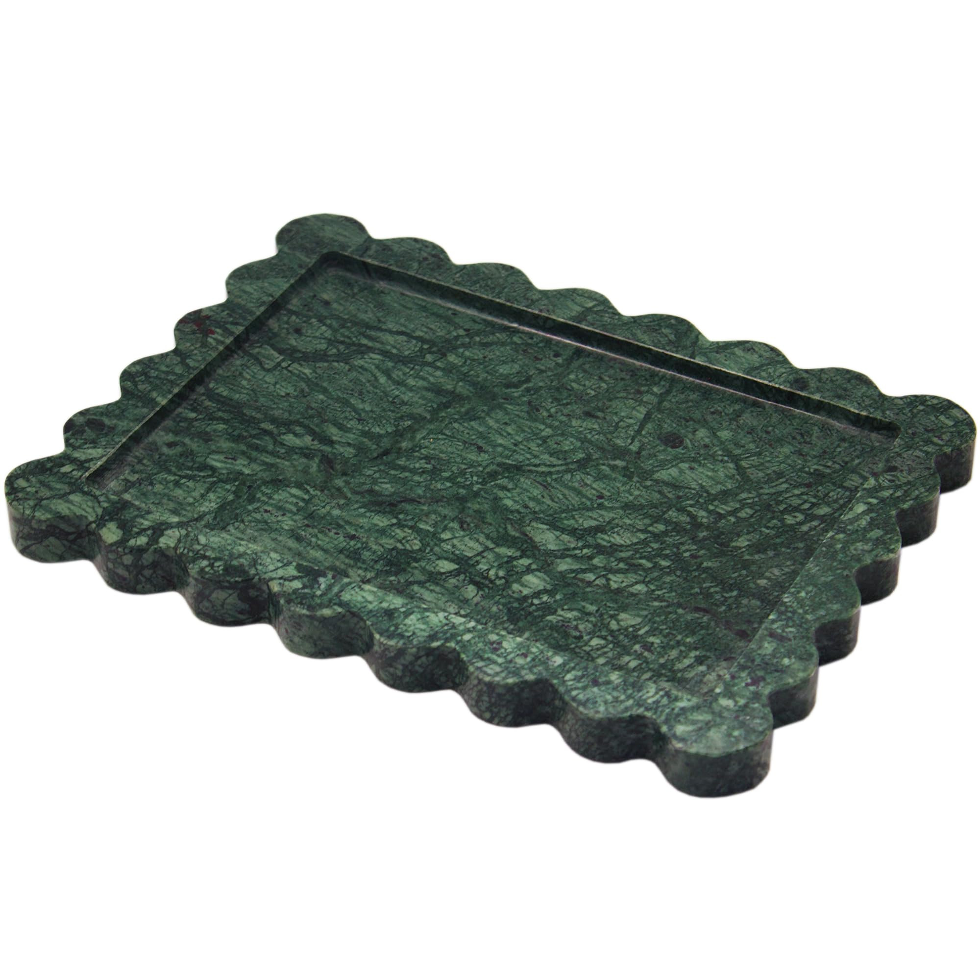 Genuine Indian Green Scalloped Marble Tray, Real Natural Marble Stone Trays, Luxury Decorative Tr... | Amazon (US)