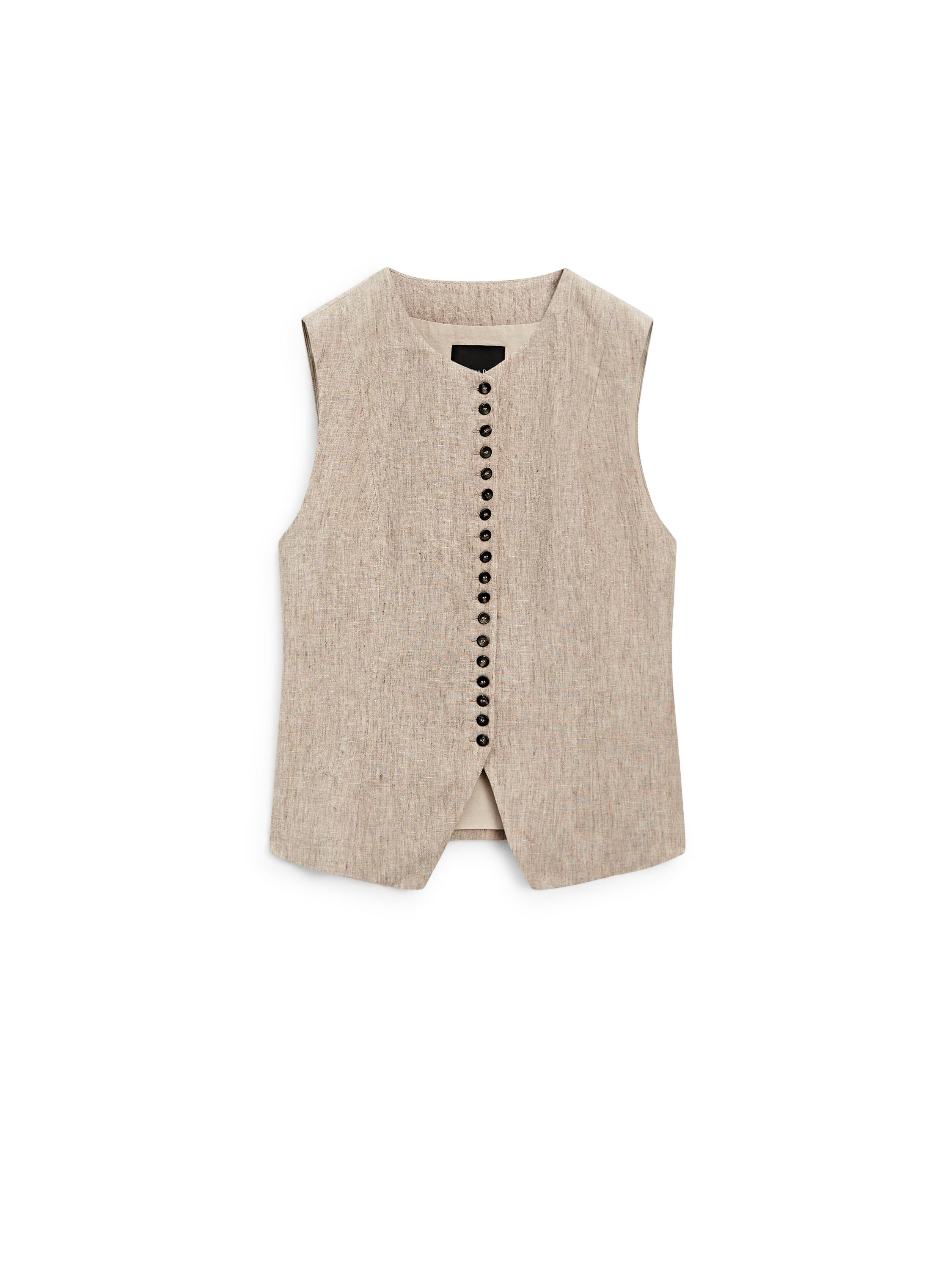 Linen melange waistcoat with buttons | Massimo Dutti UK