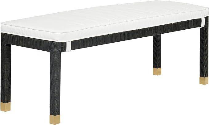 Tov Furniture Amara Charcoal Woven Rattan Bench | Amazon (US)