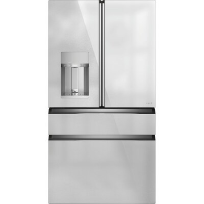 Cafe Modern Glass 27.8-cu ft 4-Door Smart French Door Refrigerator with Ice Maker (Platinum Glass... | Lowe's