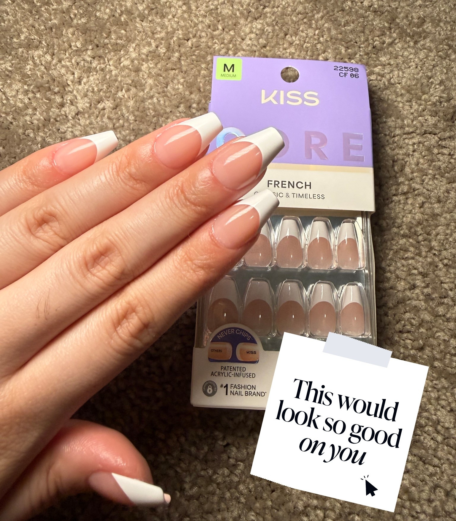 New Kiss CORE press on nails in the style “French”. They fit perfectly and are only under $10! 💅🏼✨ 

Follow and save this for your next nail style! 📌

#LTKU #LTKselfcare #LTKBeauty