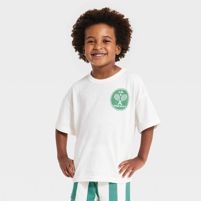 Grayson Mini Toddler Boys' Short Sleeve Tennis Oversized T-Shirt - Off-White 4T | Target