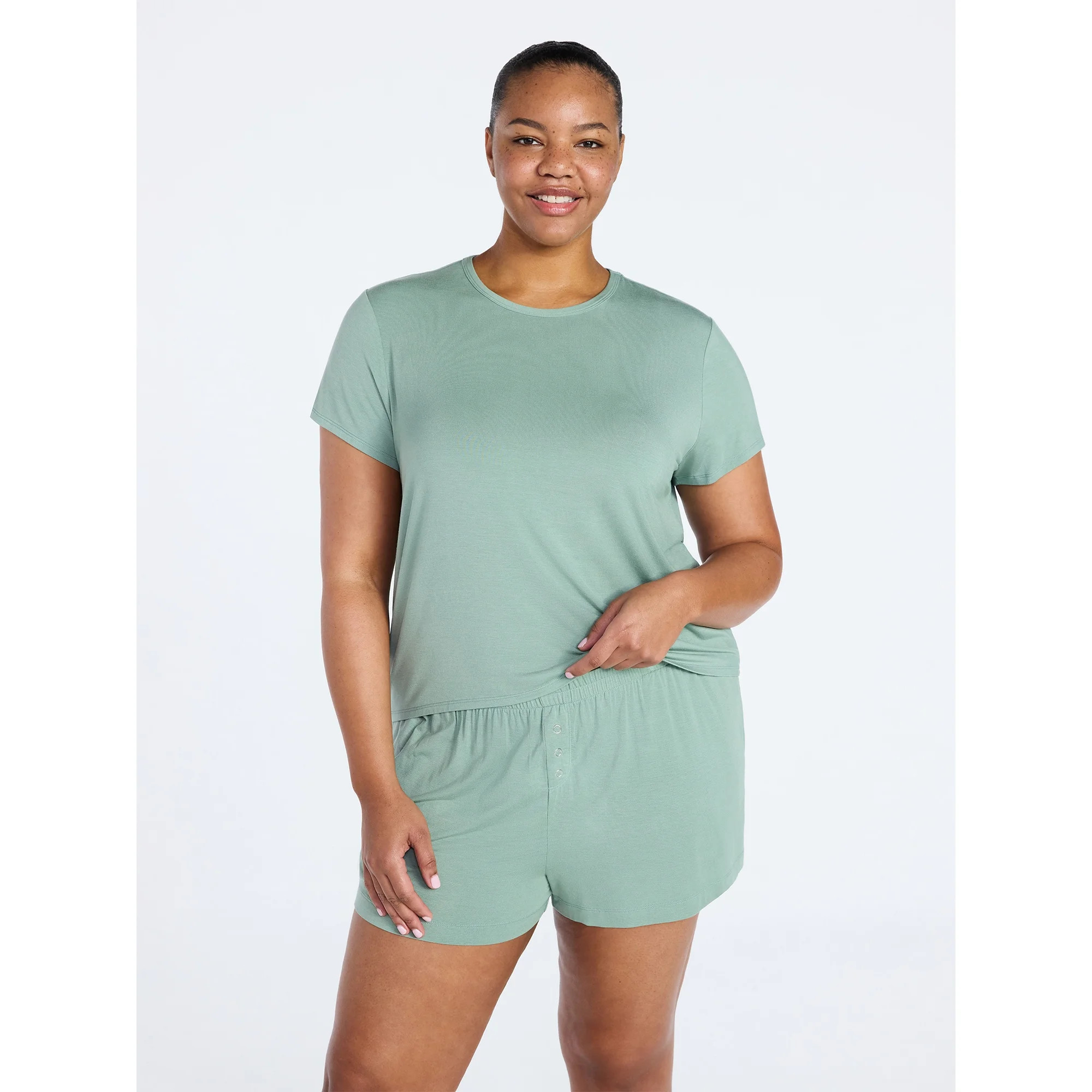 Joyspun Women’s Scoop Neck Sleepwear Modal Tee with Short Sleeves, Sizes S-3X | Walmart (US)