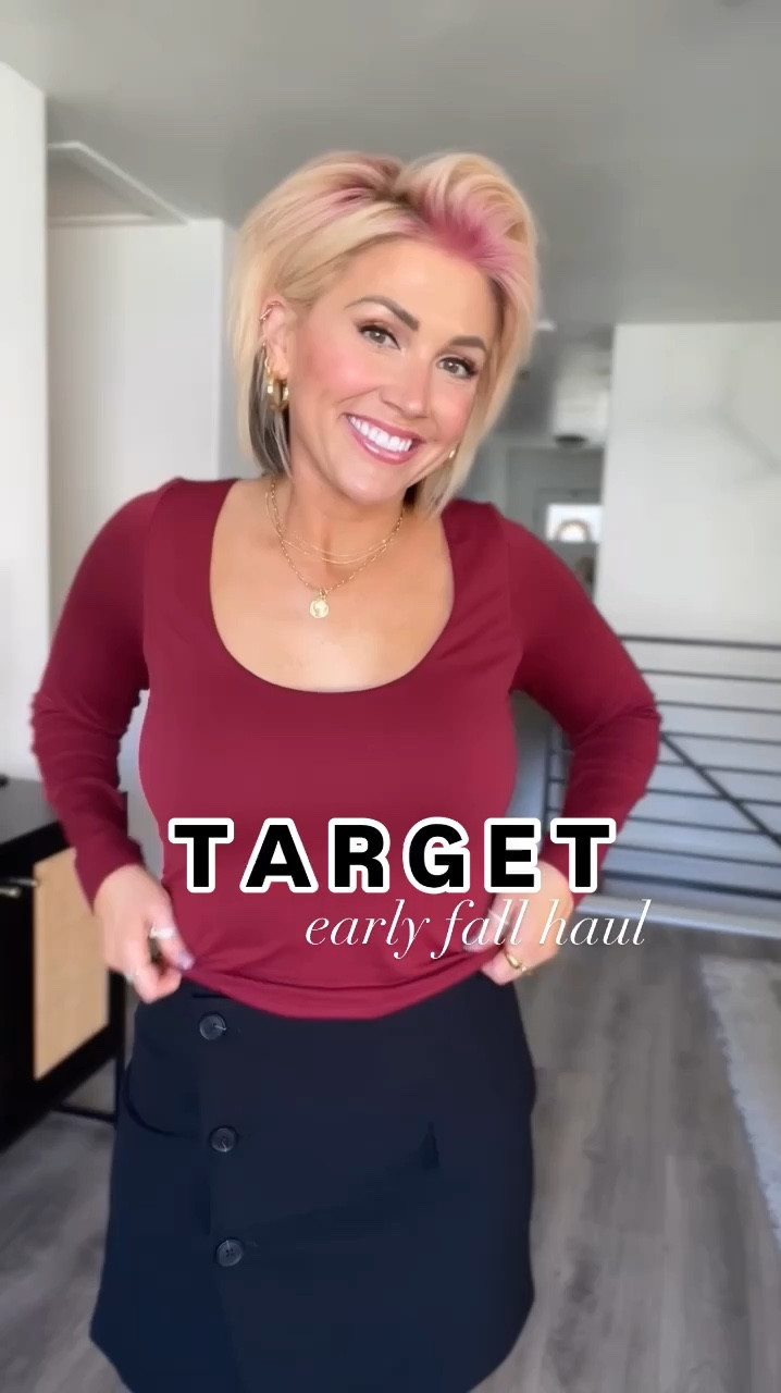 5 Target Fall looks I’m loving:
1. Slim fit long sleeve top- double lined & so so flattering (medium). Tailored mini skirt - so cute, did the 6, but should have sized up to the 8.
2. PARIS (look for less) oversized graphic pullover (XS) with Wild Fable mid-rise 90’s relaxed straight jean. Size 6.
3. A New Day cozy knit cardigan (small), A New day faux leather midi skirt (size 6). 
4. Off the shoulder NYC Graphic sweatshirt (size medium). Wild Fable cropped tank (size medium). 
5. Hocus Pocus tee (medium), All in Motion joggers (size medium)


#LTKSaleAlert #LTKShoeCrush #LTKStyleTip