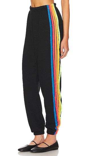 5 Stripe Sweatpant in Black & Neon Rainbow | Revolve Clothing (Global)