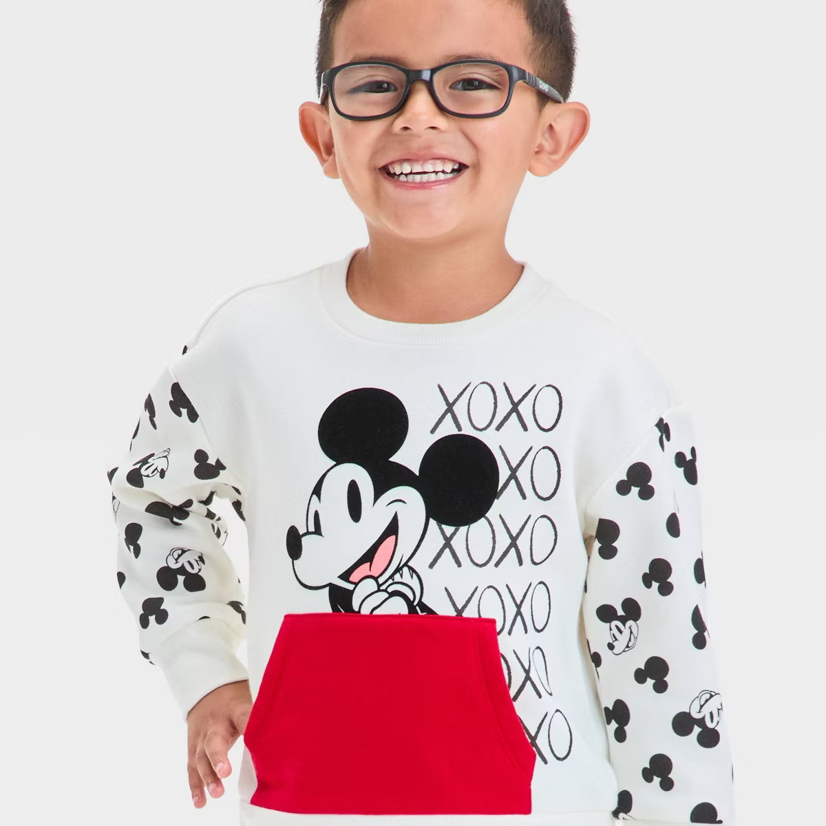 Toddler Boys' Disney Mickey Mouse Valentine's Fleece Pullover - Ivory 2T | Target