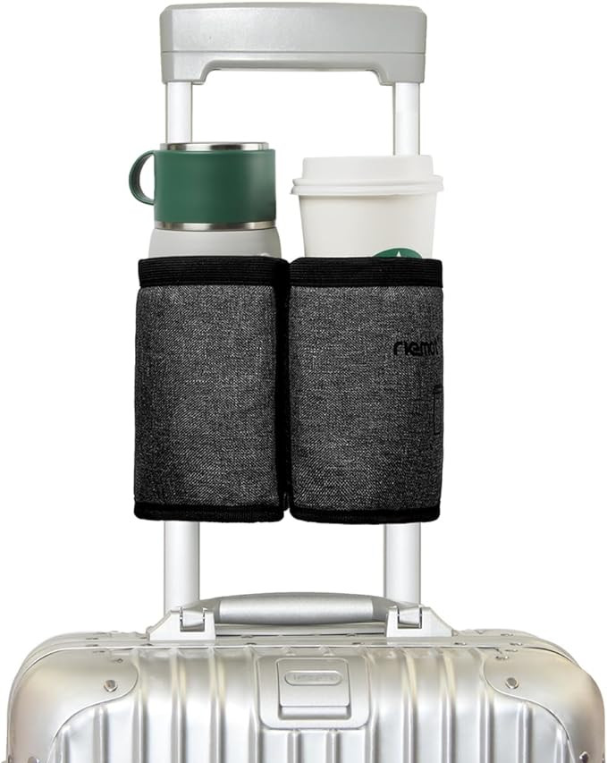 riemot Luggage Travel Cup Holder Free Hand Drink Carrier - Hold Two Coffee Mugs - Fits Roll on Su... | Amazon (US)
