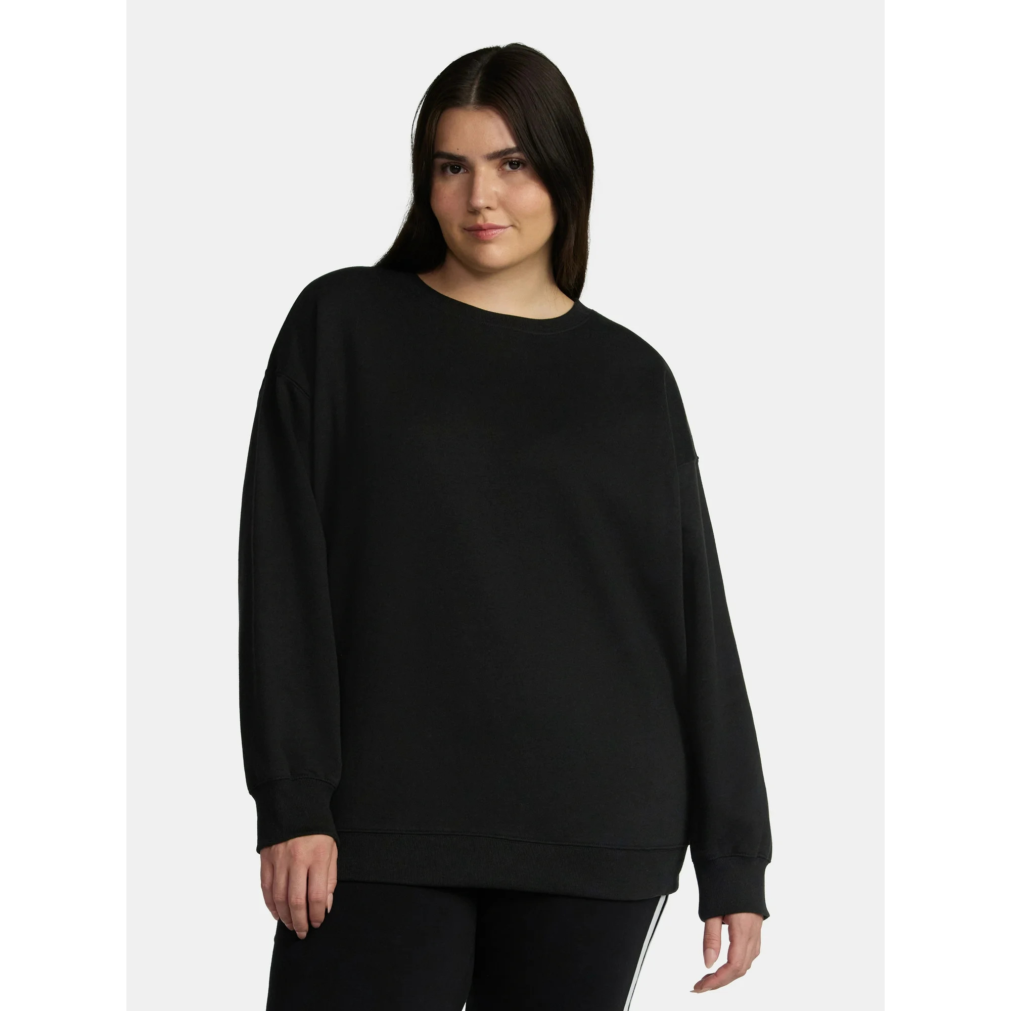 No Boundaries Fleece Oversized Sweatshirt with Long Sleeves, Women’s | Walmart (US)