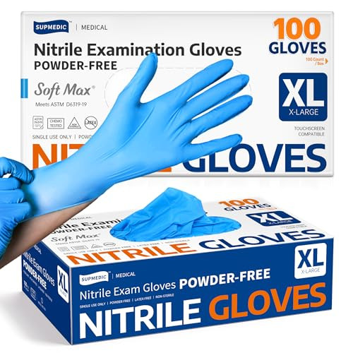 Supmedic Medical Nitrile Exam Gloves, Latex-Free, Powder-Free, Food Safe, Cooking Food Prep, Disposable Gloves, Blue, 100 Pcs (X-Large) | Amazon (US)