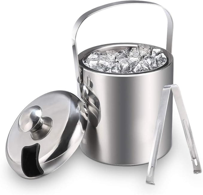 Sailnovo Ice Bucket, Double-Wall Stainless Steel Insulated Ice Buckets with Lid and Ice Tong, Ide... | Amazon (US)
