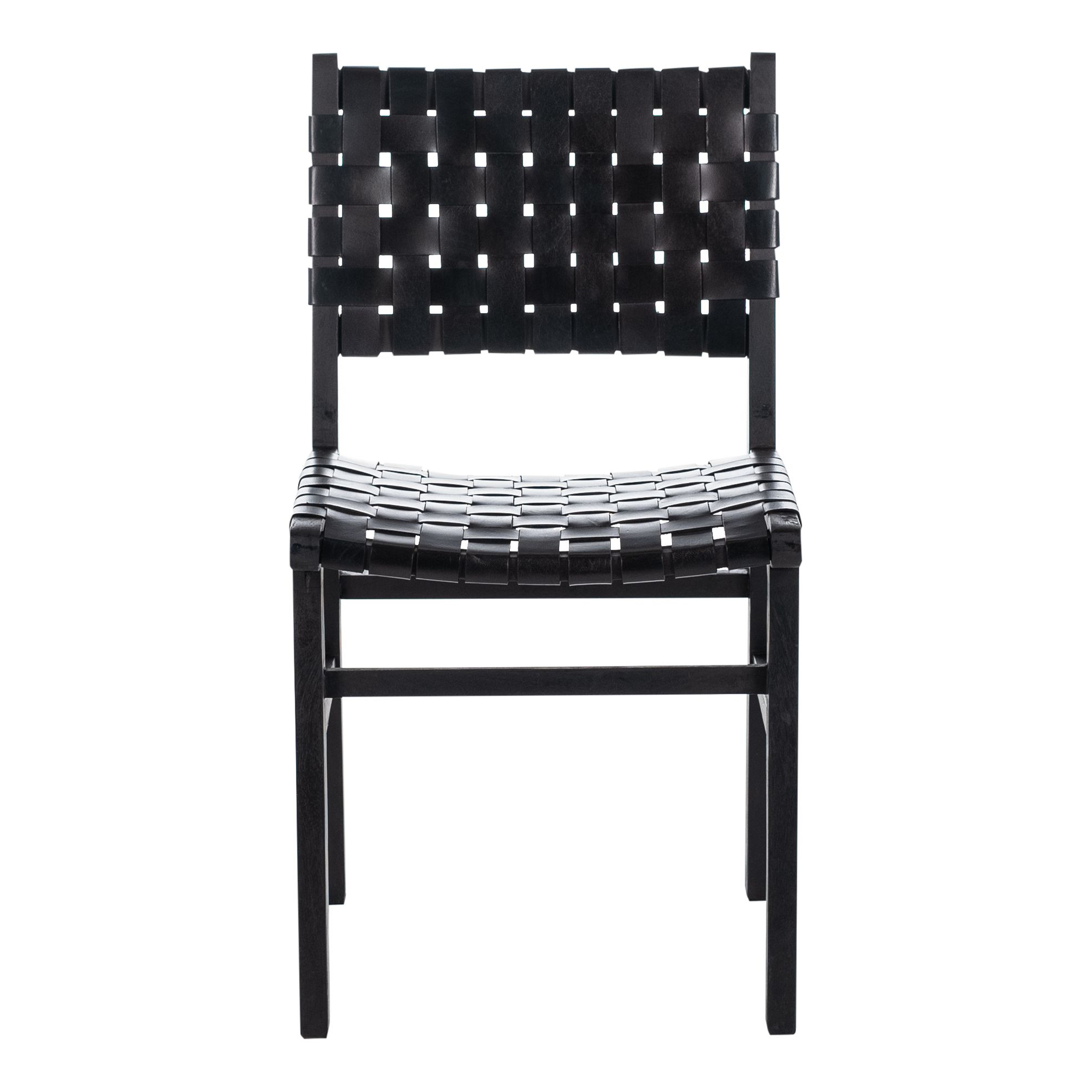 Curtin Black Leather Strap Wood Dining Chair 2 Piece Set | World Market