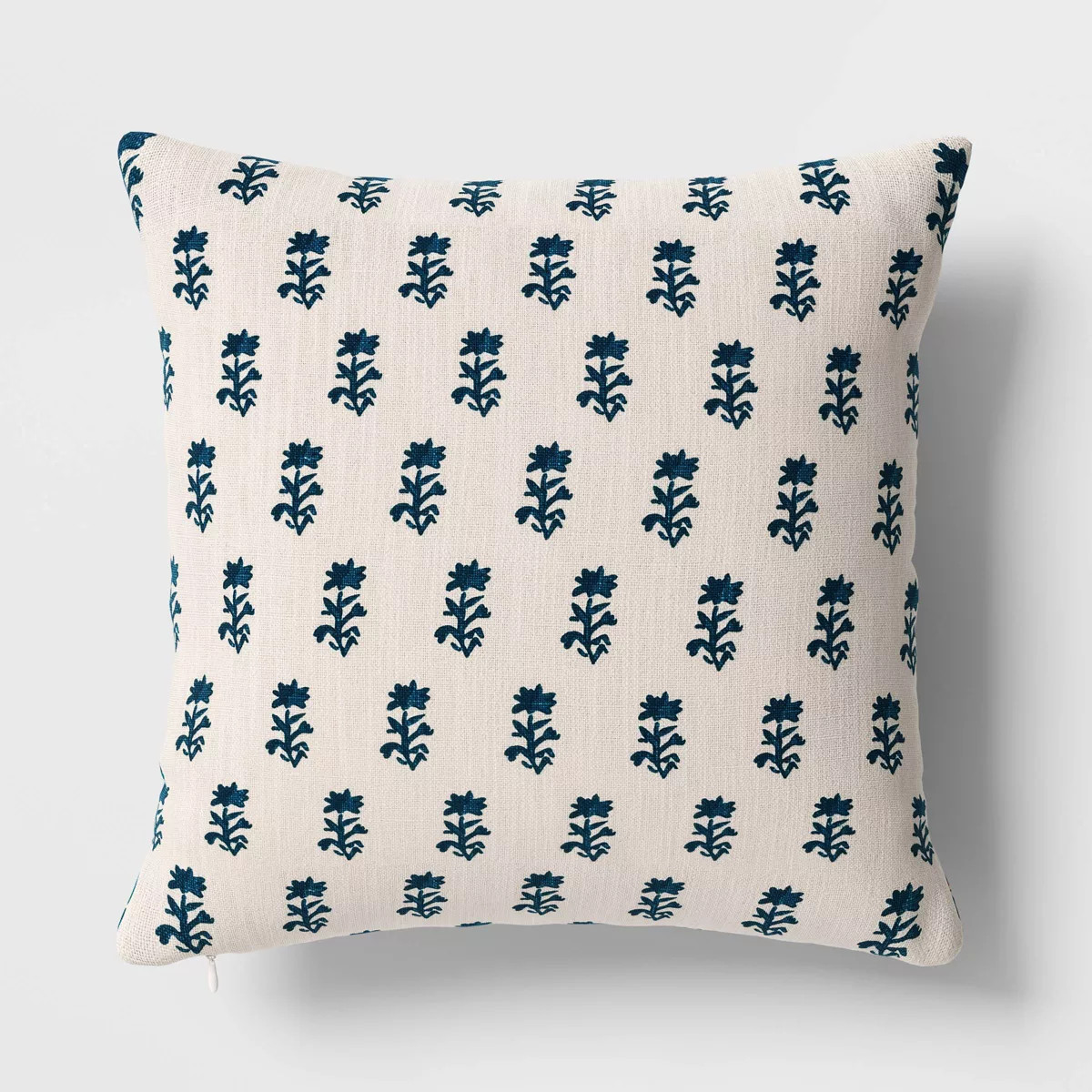 Square Floral Reversible Throw Pillow with Block Print Teal - Threshold™ | Target