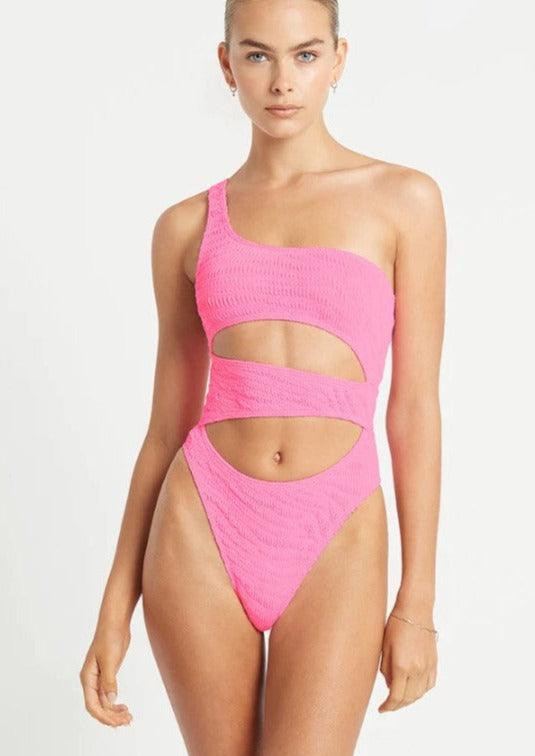 Rico One Piece Cut out Swimsuit in Neon Pink | outdazl