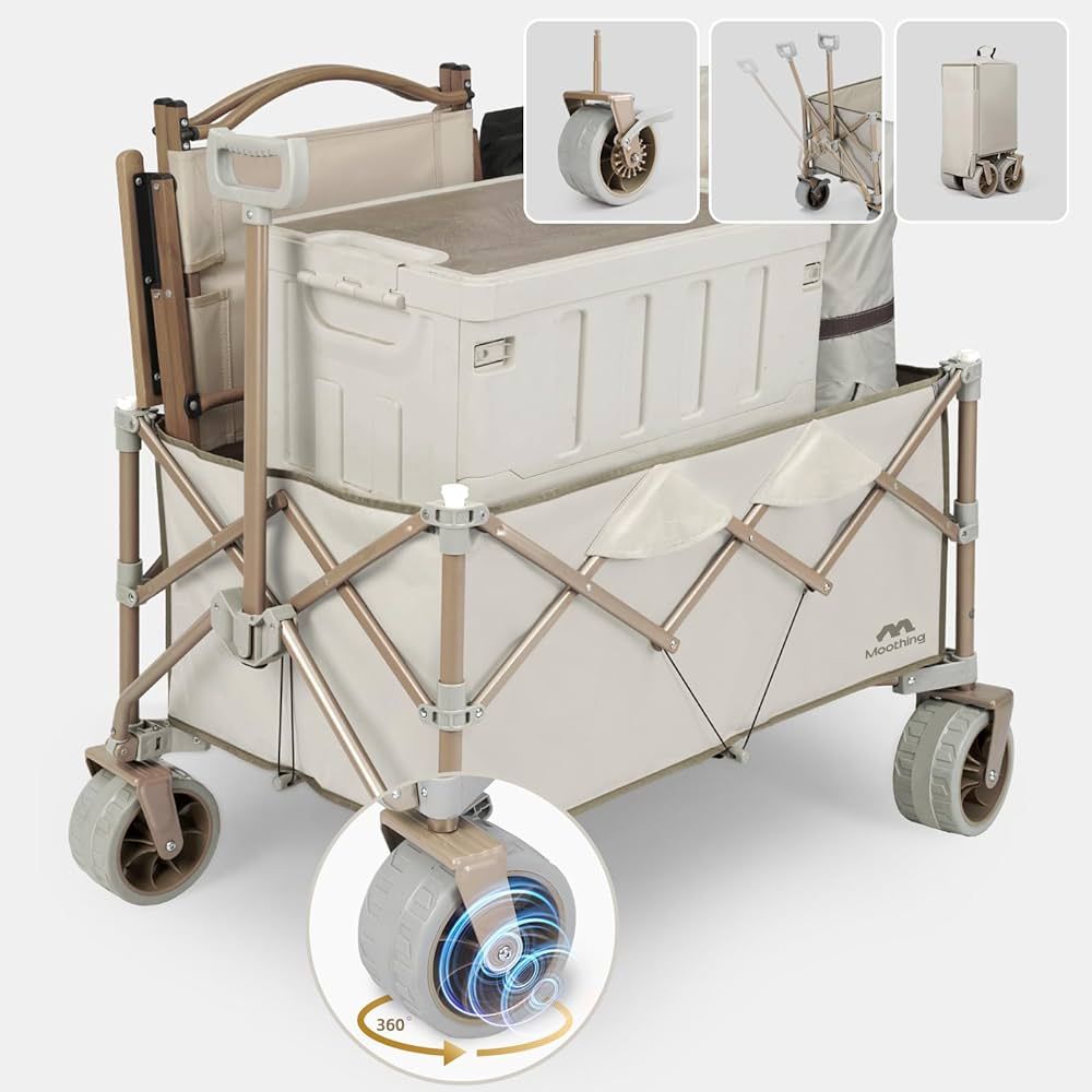 Heavy Duty Collapsible Wagon, Utility Folding Grocery Wagon Stroller Beach Wagon Cart with Wheels... | Amazon (US)