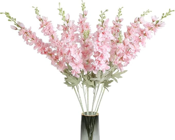 8PCS Pink Delphinium Artificial Flowers 33.5in Long Stem Larkspur Fake Silk Flowers for Tall Vase... | Amazon (US)
