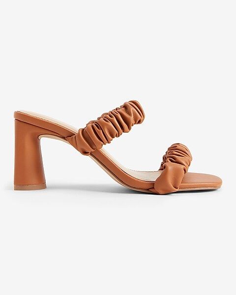 Ruched Double Band Heeled Sandals | Express