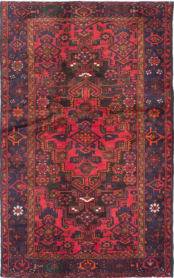Antique Persian Hamadan rug red and navy 4'4" x 6'11" | Etsy (US)