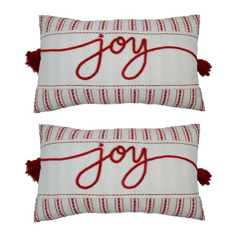 Holiday Time Joy Lumbar Christmas Decorative Pillows, 9x16inch, 2 Count Per Pack | Walmart (US)