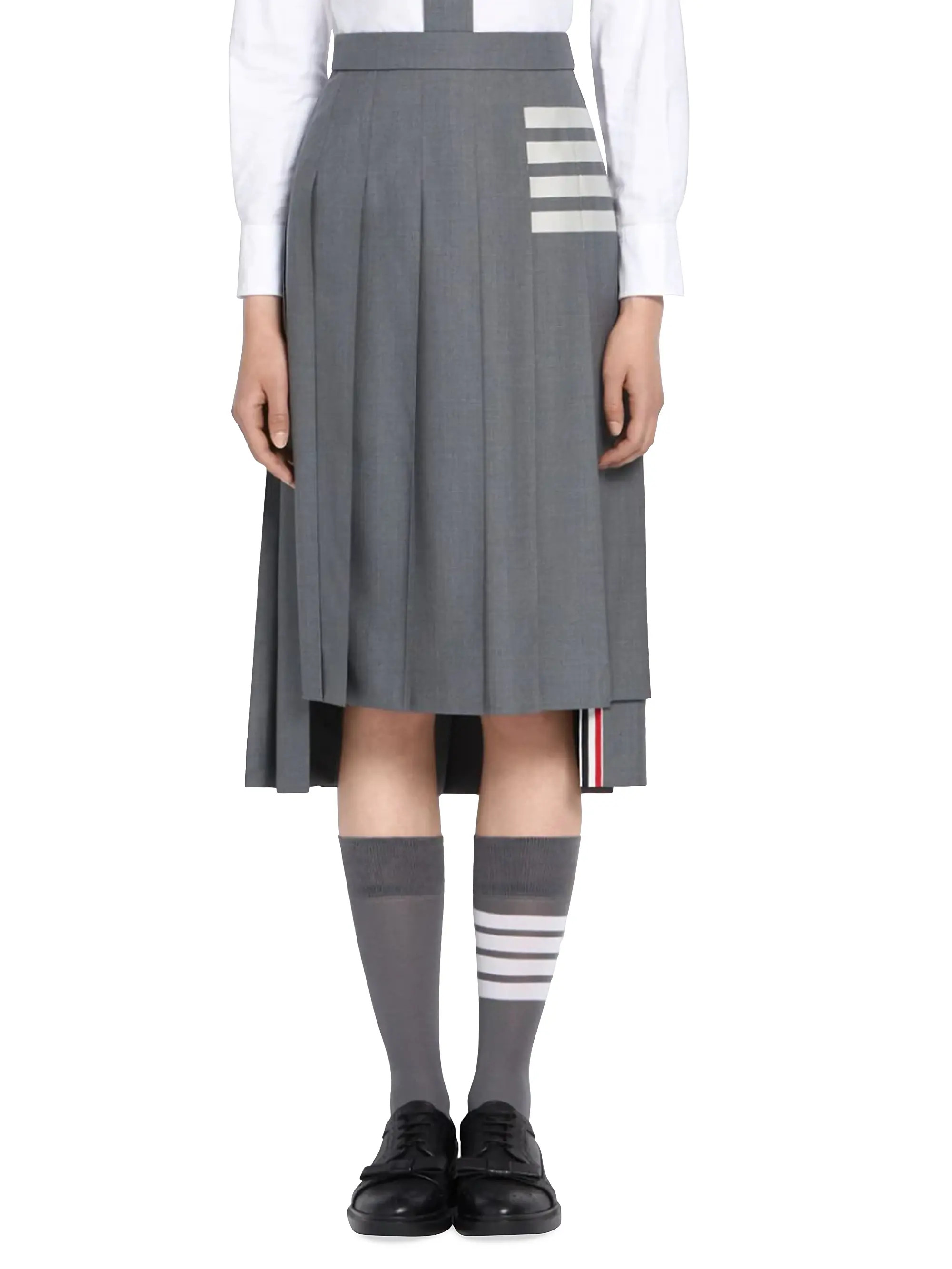 Thom Browne Step-Hem Pleated Midi-Skirt | Saks Fifth Avenue | Saks Fifth Avenue