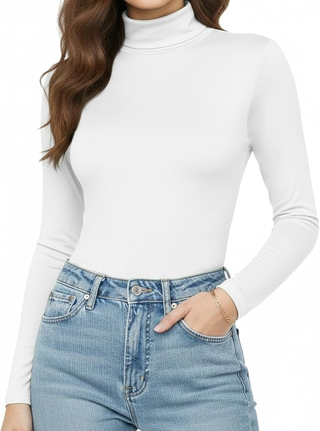 Womens Long Sleeve Turtleneck T-Shirts Mock Neck Underwear Fall Winter Fashion Base Layer Casual ... | Amazon (US)