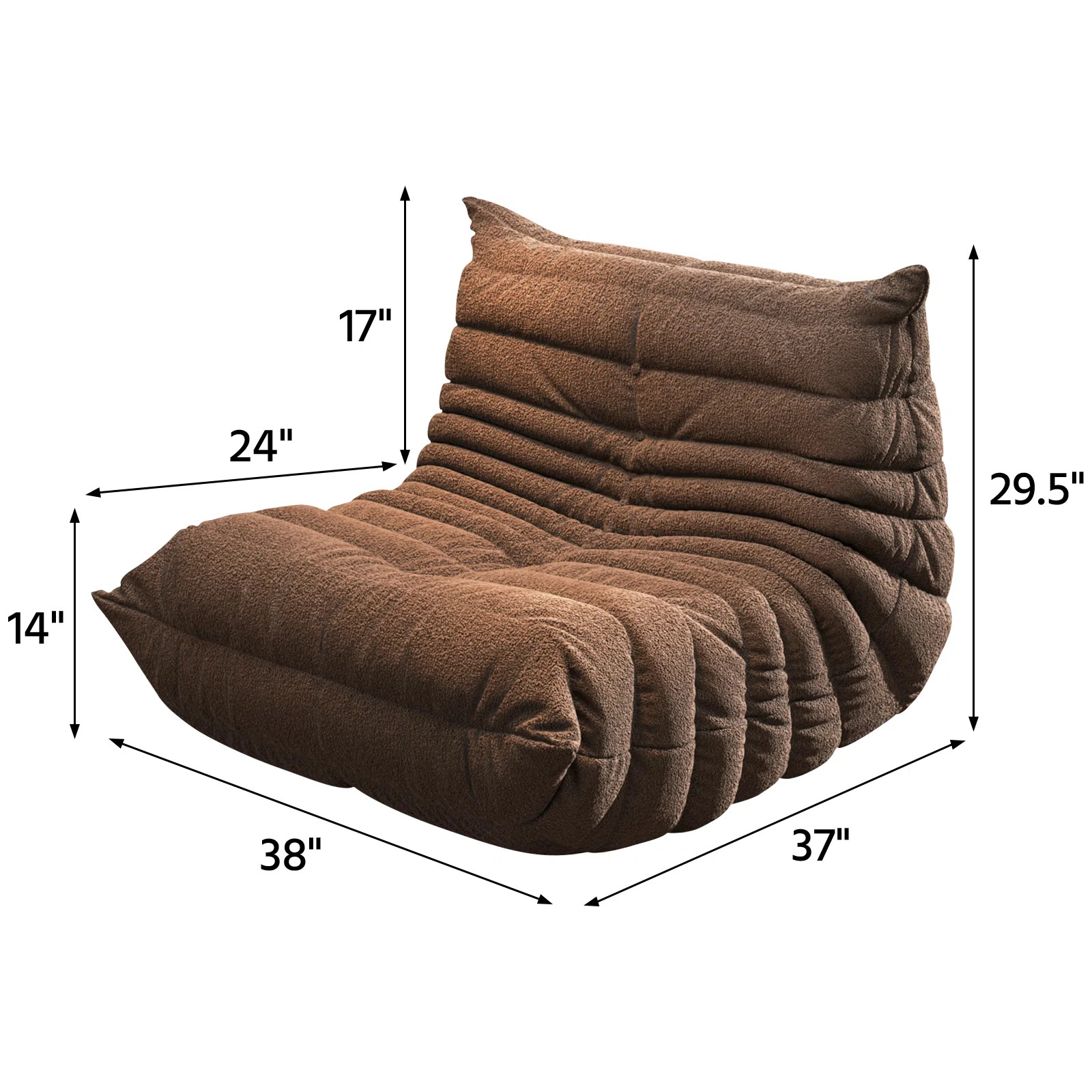 Bean Bag Chair Sofa, 38" Wide No-Assembly Teddy Fabric Sofa - High-Resilience Foam Filled, Lightw... | Wayfair North America