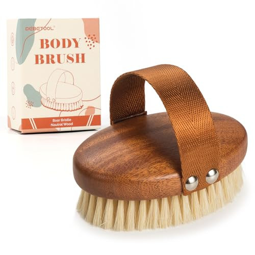 DEBETOOL Dry Brushing Body Brush - Natural Boar Bristle Dry Body Brush for Lymphatic Drainage, Cellulite, Blood（Medium Hardness） | Amazon (US)